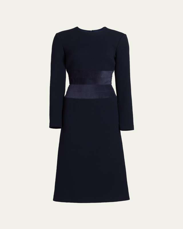 Long-Sleeve A-Line Midi Dress
